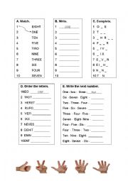English Worksheet: Easy Numbers 1-10