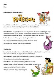 reading text about Flintstone, dialogue