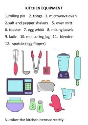 English Worksheet: Kitchen Items