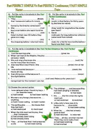 English Worksheet: Past Perfect Simple- Past Perfect Continuous - Past Simple - TEST