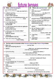 English Worksheet: Future tenses - Review