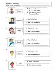 English Worksheet: nationaity