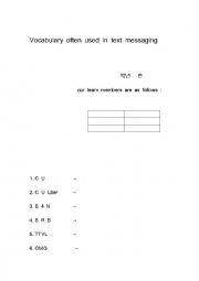 English Worksheet: text message