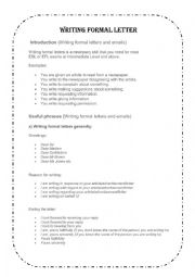 English Worksheet: WRITING FORMAL LETTER