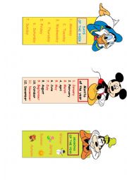 English Worksheet: BOOKMARKS (a new addition:) - days of the week, months of the year, seasons of the year
