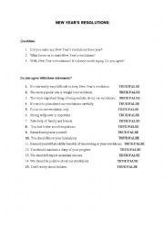 English Worksheet: New Years Resolutions