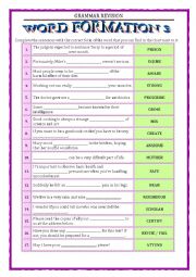 English Worksheet: GRAMMAR REVISION - WORDBUILDING 3