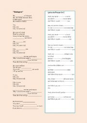 English Worksheet: Songs: Budapest and Prayer in C