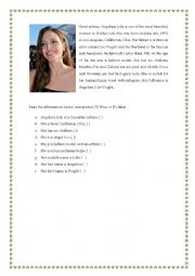 English Worksheet: Angelina Jolie for basics