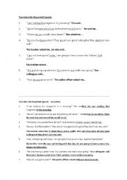 English Worksheet: Reported speech - with key