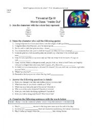 English Worksheet: Inside Out