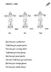 English Worksheet: easy logical scarecrows