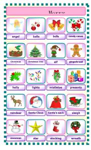 English Worksheet: Christmas pictionary