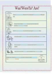English Worksheet: Verb to be (Present VS Past)