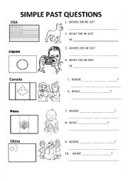 English Worksheet: simple past questions