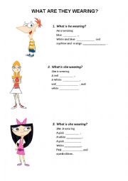 English Worksheet: What are they wearing?