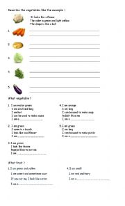 English Worksheet: FRUITS AND VEGETABLES