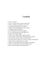 English Worksheet: Creativity
