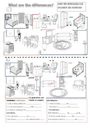 English Worksheet: Spot the differences and complete