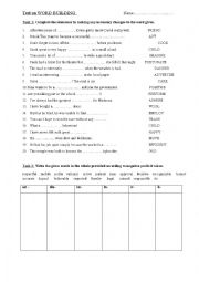 English Worksheet: Test on word building