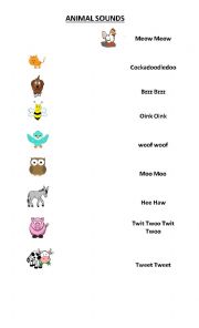 English Worksheet: Animal Sounds