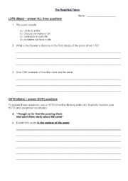 English Worksheet: Test about The Road Not Taken