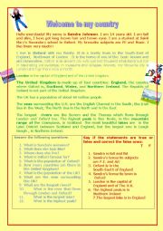 English Worksheet: Welcome tomy country