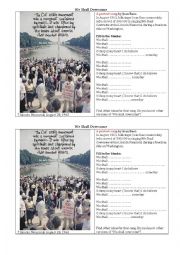 English Worksheet: We shall overcome- listening activity