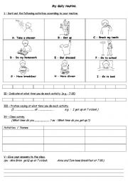 My daily routine worksheet