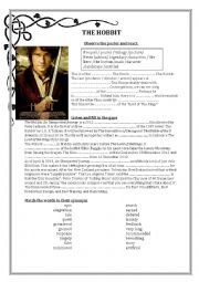 English Worksheet: First lesson about the Hobbit - poster, voc activities, trailers