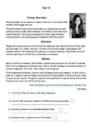 English Worksheet: Eating disorders