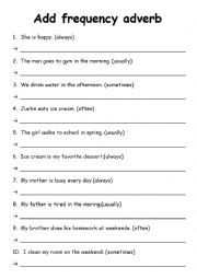 English Worksheet: Frequency Adverb 