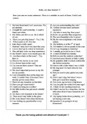 English Worksheet: Correct the mistakes