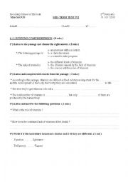 English Worksheet: mid term test 2nd form