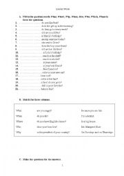 English Worksheet: elementary wh- questions