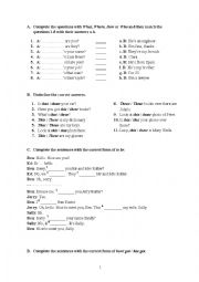 English Worksheet: elementary mixed for beginning
