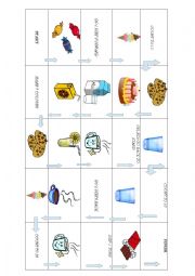 English Worksheet: Food and Drinks Board Game