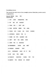 English Worksheet: Formulating sentences