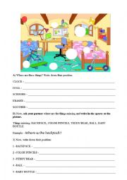 English Worksheet: Prepositions of place - Writing and speaking activity