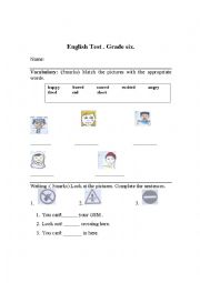 vocabualr and writing worksheet