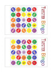 English Worksheet: Twister Bingo