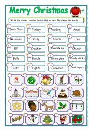 English Worksheet: Christmas match-up activity