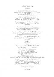 English Worksheet: Holiday - Green Day Song Worksheet