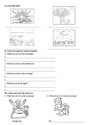 English Worksheet: parts of a day activities