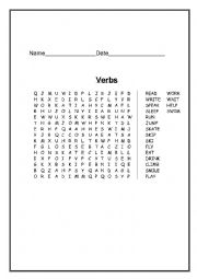 Verbs wordsearch