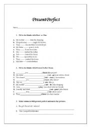 English Worksheet: Exercises: PRESENT PERFECT