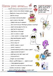 English Worksheet: Have you ever..