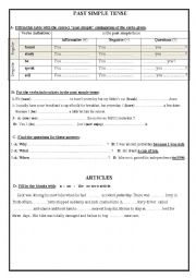 English Worksheet: PAST SIMPLE TENSE