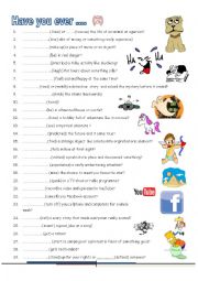 English Worksheet: Have you ever ......student B