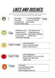 English Worksheet: LIKES AND DISLIKES 